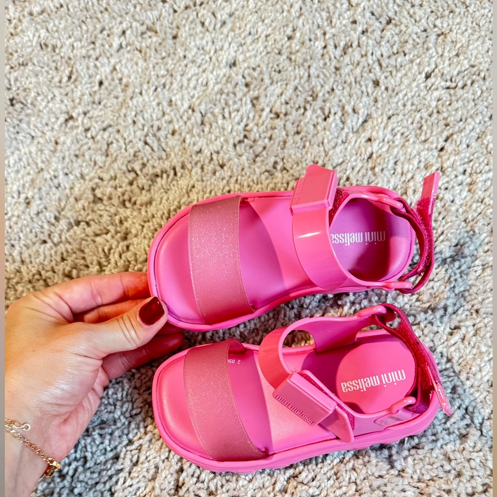 Mini Melissa Pink Glitter Sandals